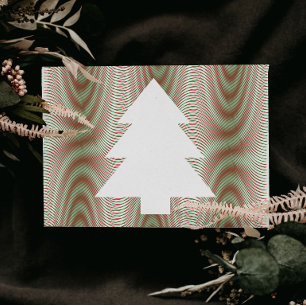 Carte Postale Simple Arbre de Noël noir & blanc rayures Trippy