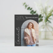 Carte Postale Simple Arc Photo Black Graduation Faire-part (Debout devant)