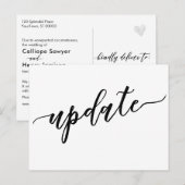 Carte Postale Simple Avis de report de mariage noir et blanc (Devant / Derrière)