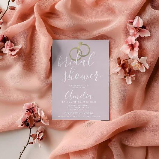 Carte Postale Simple Bague Rose Or Rose Fête de Mariage