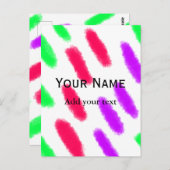 Carte Postale Simple bande orange minimale aquarelle ajouter nom (Devant / Derrière)