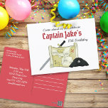 Carte Postale Simple Birthday Kids Pirate Treasure Map Whimsical<br><div class="desc">Pirate Treasure Map Soirée d'anniversaire pour enfant mignonne Invitation. Aarg Mateys monte à bord du bateau pirate pour un temps de pirate amusant. C'est ainsi que la carte des trésors personnalisées avec une épée de pirate et de casquette fait un grand thème de fête pour les enfants. Ce design comprend...</div>