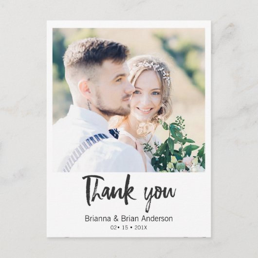 Carte postale simple Black Calligraphie Merci phot (Devant)