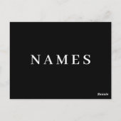 Carte Postale Simple Black Custom Ajouter Votre Nom Élégant (Dos)