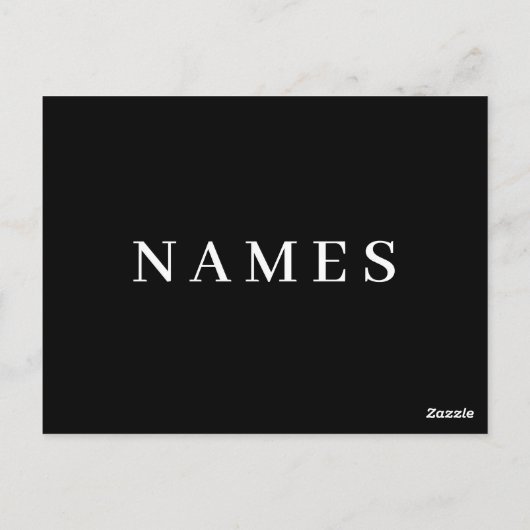 Carte Postale Simple Black Custom Ajouter Votre Nom Élégant (Dos)