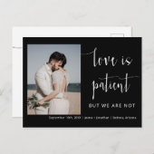 Carte Postale Simple Black Modern Minimal Script Elopement photo (Devant / Derrière)