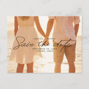 Carte Postale Simple Black Script Overlay Photo Enregistrer la d