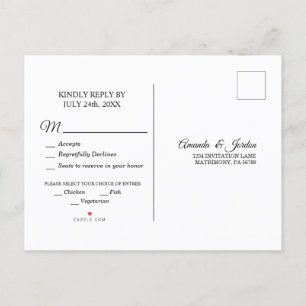 Carte postale simple Black White Calliting Respons