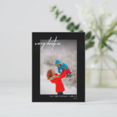 Carte Postale Simple blanc Joyeux Noël photo noir (Debout devant)