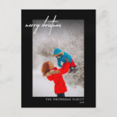 Carte Postale Simple blanc Joyeux Noël photo noir (Devant)