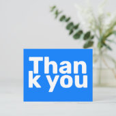 Carte Postale Simple Bleu Clair Gras Moderne Vibrant Merci (Debout devant)