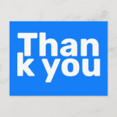 Carte Postale Simple Bleu Clair Gras Moderne Vibrant Merci (Devant)