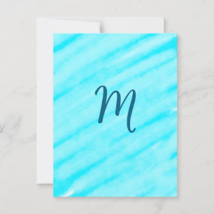 Carte Postale simple bleu whi aquarelle lignes ajouter votre mon