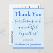 Carte postale simple, bleue "Merci" (Devant / Derrière)