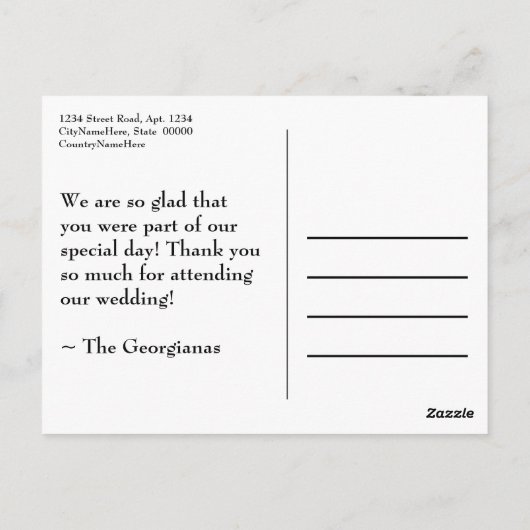 Carte postale simple, bleue "Merci" (Dos)