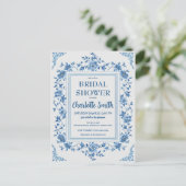 Carte Postale Simple Blue Chinoiserie Floral baby shower (Debout devant)