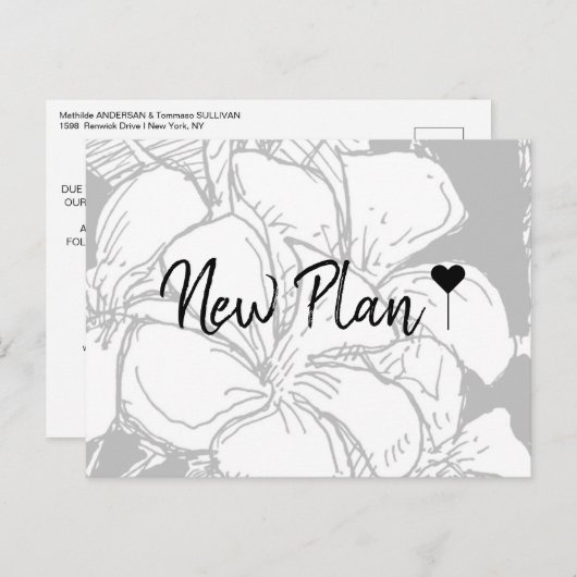 Carte Postale Simple Bohème Script Floral Nouveau Plan (Devant / Derrière)