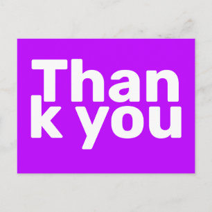 Carte Postale Simple Bright Purple Bold Moderne Merci Vibrant
