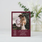 Carte Postale Simple Burgundy Wedding Save the Date (Debout devant)