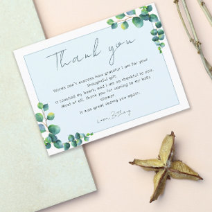 Carte Postale Simple Cadeau de Naissance Bébé Eucalyptus