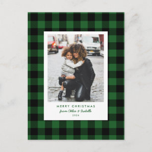 Carte Postale Simple cadre de Noël à carreaux vert Buffalo Photo