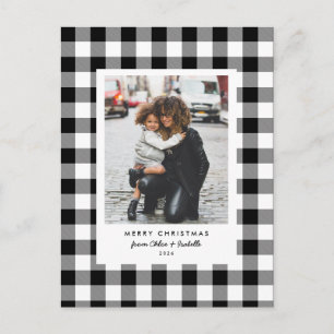 Carte Postale Simple cadre plaid de buffle blanc Noël Photo