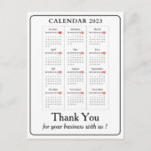 Carte Postale Simple Calendrier 2023 Merci pour l'entreprise per (Devant)