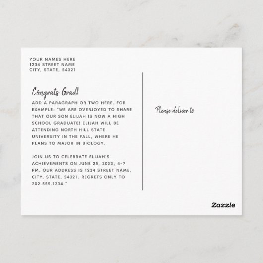 Carte Postale Simple calligraphie noir superposition photo Gradu (Dos)