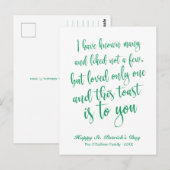 Carte Postale Simple calligraphie Toast Irlandais St Patrick (Devant / Derrière)