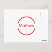 Carte Postale simple cercle rouge ajouter votre nom lettre texte (Dos)