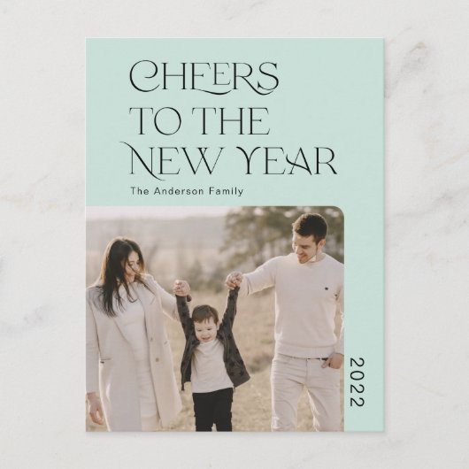 Carte Postale Simple Cheers à la nouvelle année 2022 photo de fa (Devant)