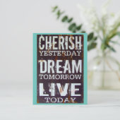 Carte Postale Simple Cherish Dream Live Citation Inspirationnell (Debout devant)
