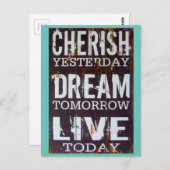 Carte Postale Simple Cherish Dream Live Citation Inspirationnell (Devant / Derrière)