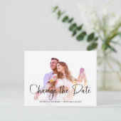 Carte Postale Simple Chic Changement De Date De Mariage Reporté (Debout devant)