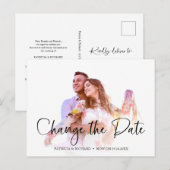 Carte Postale Simple Chic Changement De Date De Mariage Reporté (Devant / Derrière)