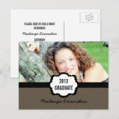 Carte Postale Simple Chic Graduation Party, Mocha (Devant / Derrière)