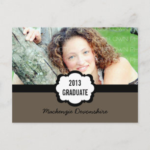 Carte Postale Simple Chic Graduation Party, Mocha