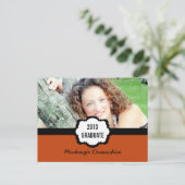 Carte Postale Simple Chic Graduation Party, Orange (Debout devant)