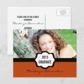 Carte Postale Simple Chic Graduation Party, Orange (Devant / Derrière)