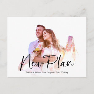 Carte Postale Simple Chic Nouveau Plan Mariage Reporté