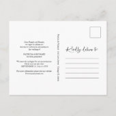 Carte Postale Simple Chic Script Nouveau Plan Mariage Reporté (Dos)