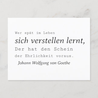 Carte Postale Simple citation de Goethe Apprendre à se cacher