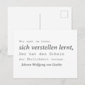 Carte Postale Simple citation de Goethe Apprendre à se cacher (Devant / Derrière)