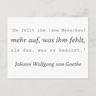 Carte Postale Simple citation de Goethe Ce qui lui manque