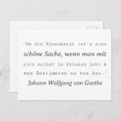 Carte Postale Simple citation de Goethe Solitude (Devant / Derrière)