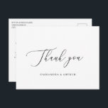 Carte Postale Simple classique élégant Merci de mariage<br><div class="desc">Mariage blanc classique merci carte postale avec "Merci" dans un script délicat. Une disposition simple sans aucun graphisme en fait un design élégant et intemporel,  parfait pour un mariage formel. Cette carte postale de remerciement non photo est idéale pour un couple qui veut des cartes de remerciement sans photos.</div>