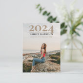Carte Postale Simple Classy 2024 - Tan Photo Graduation (Debout devant)