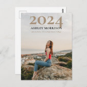 Carte Postale Simple Classy 2024 - Tan Photo Graduation (Devant / Derrière)