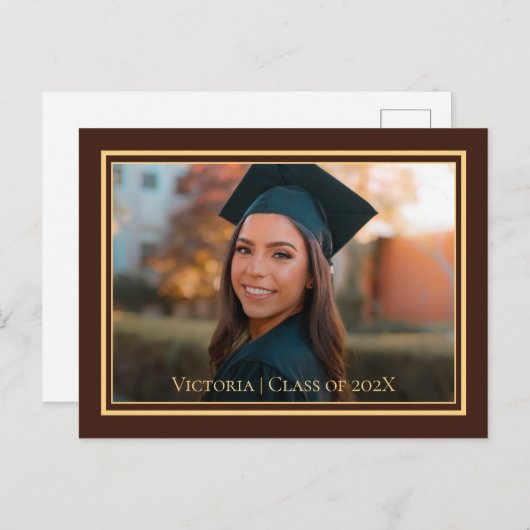 Carte postale simple Classy Graduation Faire-part (Devant / Derrière)