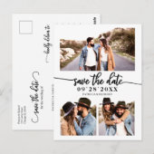 Carte Postale Simple Collage De 3 Photos De Mariage Save The Dat (Devant / Derrière)